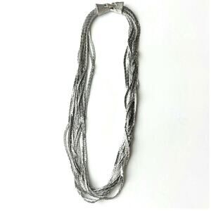 Elegant Silver Tone Twisted Multi-Strand Necklace